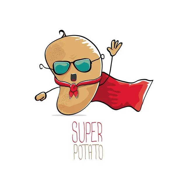 Vektör komik karikatür şirin kahverengi süper patates — Stok Vektör
