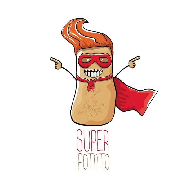 Διάνυσμα αστείο καρτούν χαριτωμένο καφέ super πατάτας — Διανυσματικό Αρχείο