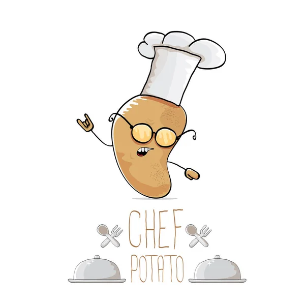 Vecteur drôle dessin animé mignonne pomme de terre chef brun — Image vectorielle