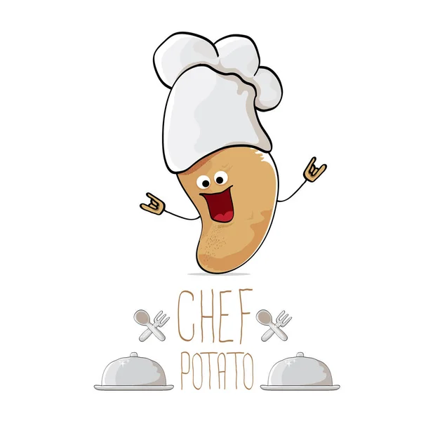 Vettore divertente cartone animato carino marrone chef patata — Vettoriale Stock