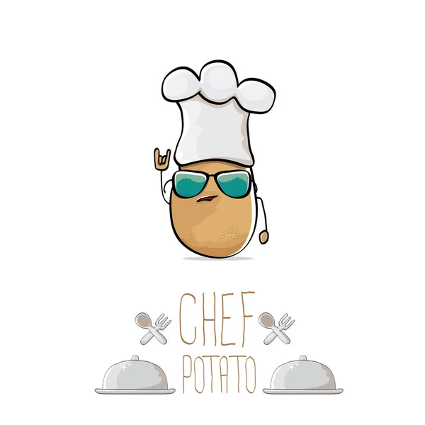 矢量可爱的卡通可爱棕色厨师马铃薯 — 图库矢量图片