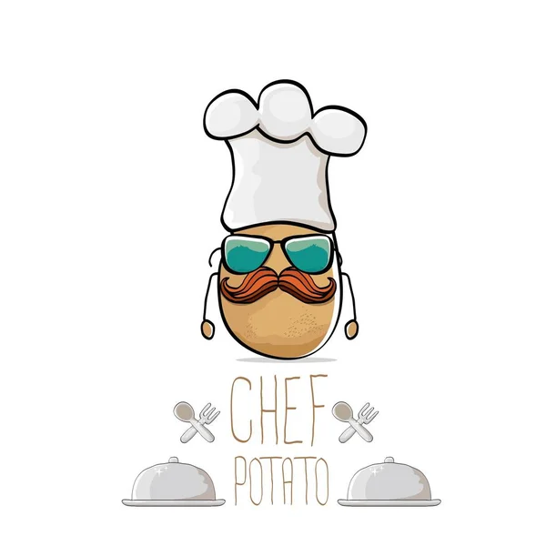 Vector funny cartoon cute brown chef potato — Stock Vector