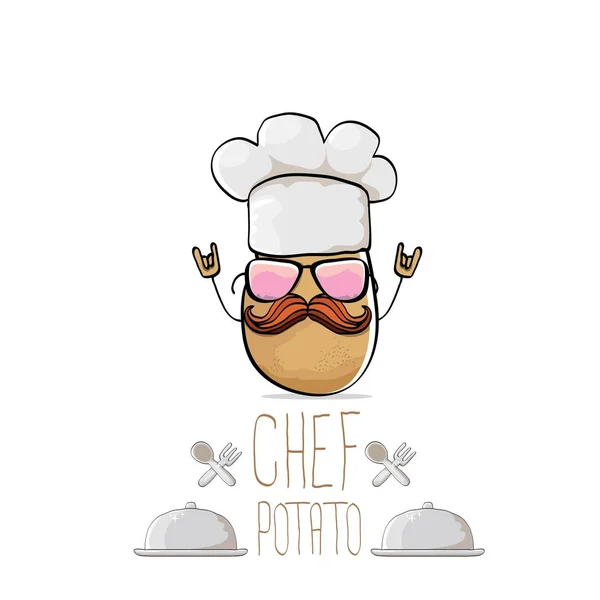 Vector divertido dibujos animados lindo chef marrón patata — Vector de stock