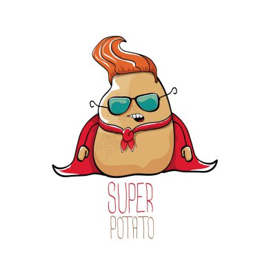 vektör komik karikatür şirin kahverengi süper patates