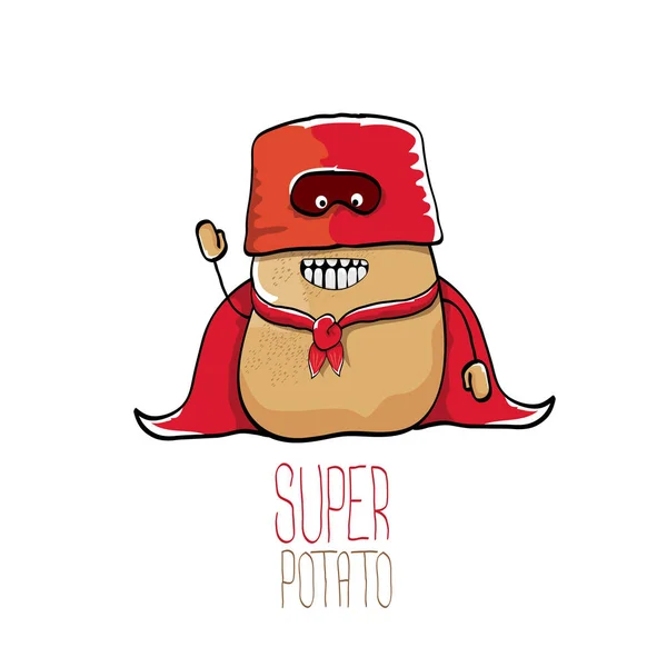 Vector divertido dibujos animados lindo marrón super papa — Vector de stock