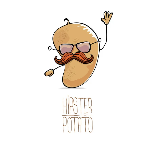 Vetor engraçado desenho animado bonito marrom hipster batata — Vetor de Stock