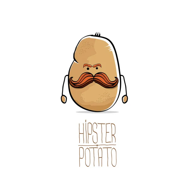 Vettore divertente cartone animato carino marrone hipster patata — Vettoriale Stock