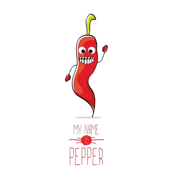 Vetor engraçado desenho animado personagem pimenta vermelha isolado —  Vetores de Stock