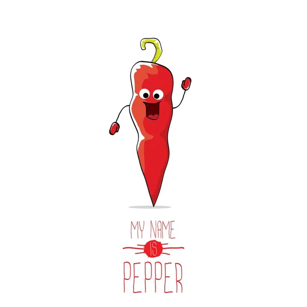 Vetor engraçado desenho animado personagem pimenta vermelha isolado —  Vetores de Stock