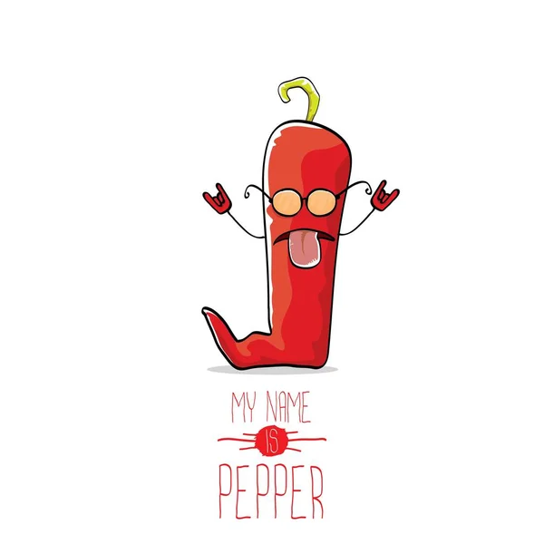 Vetor engraçado desenho animado personagem pimenta vermelha isolado — Vetor de Stock