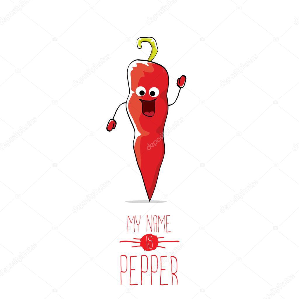 vector funny cartoon red pepper character isolated