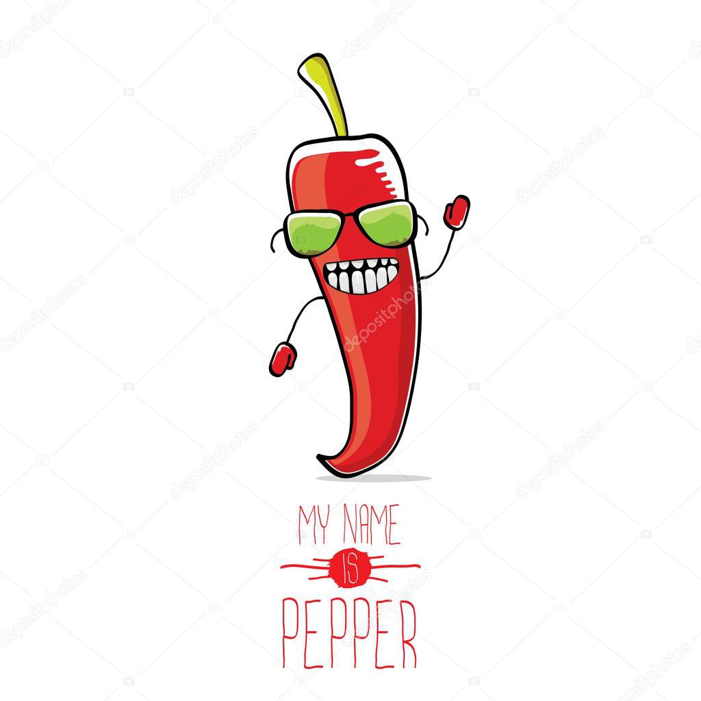 vector funny cartoon red pepper character isolated