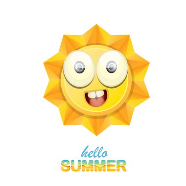 vektör Merhaba yaz etiket ile parlak güneş gülümsüyor