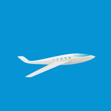 mavi gökyüzünde uçan vektör karikatür uçak