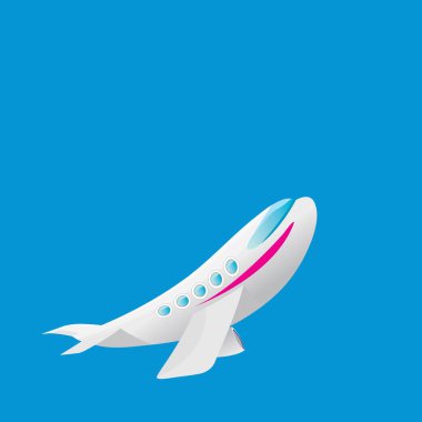 mavi gökyüzünde uçan vektör karikatür uçak