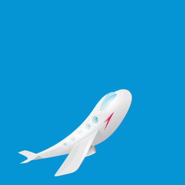 mavi gökyüzünde uçan vektör karikatür uçak