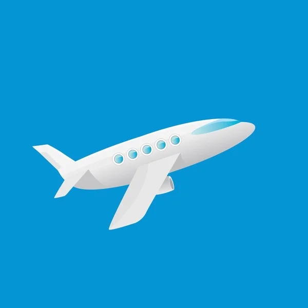 Vector cartoon airplane flying in blue sky — Stock Vector