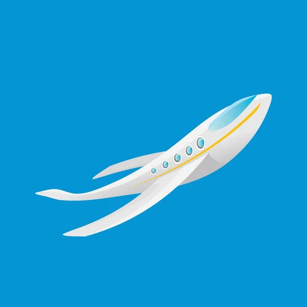 Vecteur dessin animé avion volant dans le ciel bleu — Image vectorielle