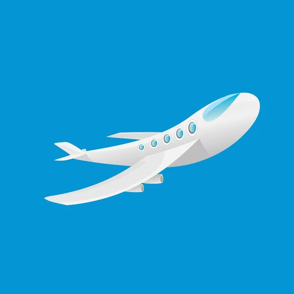 Vector cartoon airplane flying in blue sky — Stock Vector