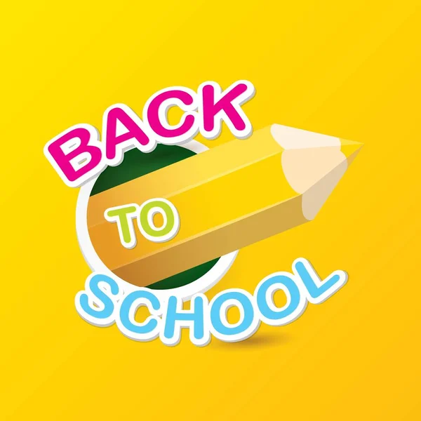 Back to school vector label with text and pencil — Stock Vector