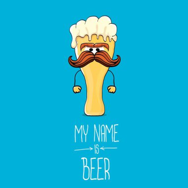 vektör çizgi film funky bira cam karakteri mavi