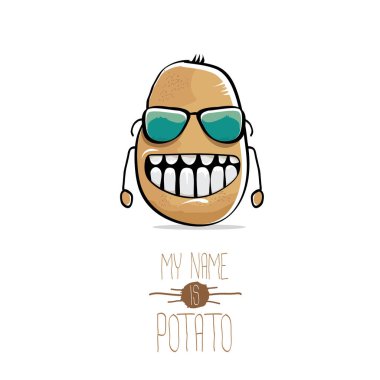 vektör komik karikatür şirin kahverengi patates