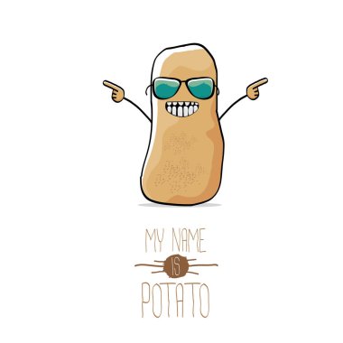 vektör komik karikatür şirin kahverengi patates