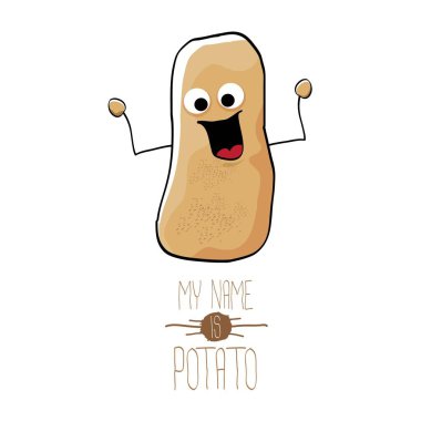 vektör komik karikatür şirin kahverengi patates
