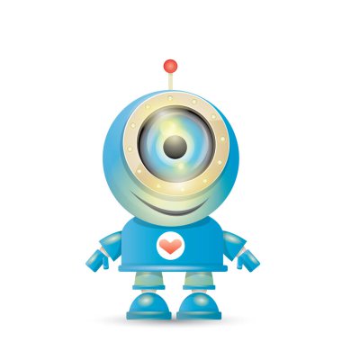 vektör komik karikatür mavi robot karakter