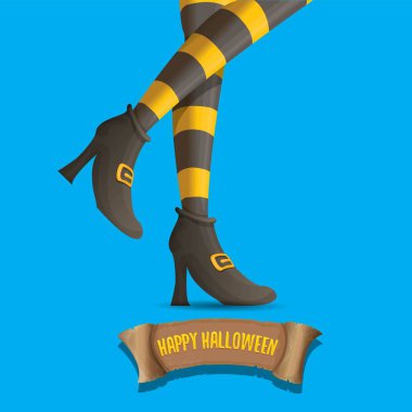 Cadılar Bayramı partisi poster cadı bacaklar ile vektör