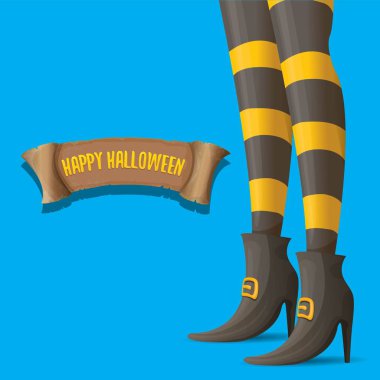 Cadılar Bayramı partisi poster cadı bacaklar ile vektör