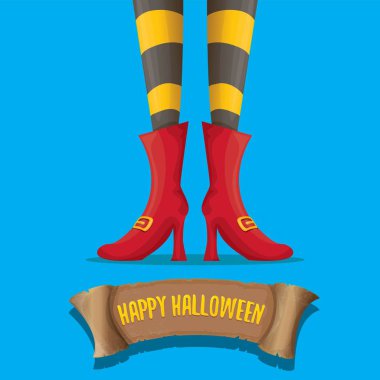 Cadılar Bayramı partisi poster cadı bacaklar ile vektör