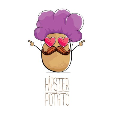 vektör komik karikatür şirin kahverengi hipster patates
