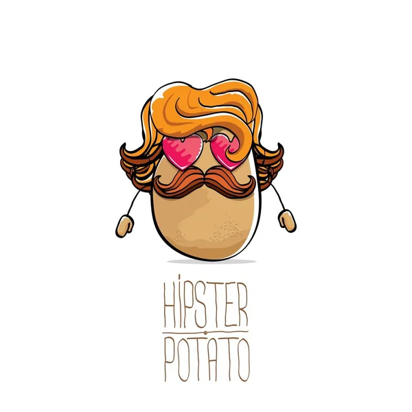 Διάνυσμα αστείο καρτούν χαριτωμένο καφέ hipster πατάτας — Διανυσματικό Αρχείο