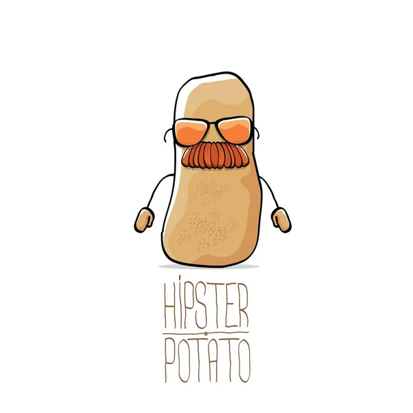Vettore divertente cartone animato carino marrone hipster patata — Vettoriale Stock