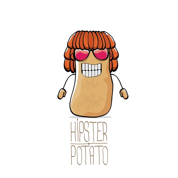 Διάνυσμα αστείο καρτούν χαριτωμένο καφέ hipster πατάτας — Διανυσματικό Αρχείο