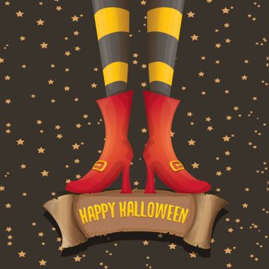 Cadılar Bayramı partisi poster cadı bacaklar ile vektör