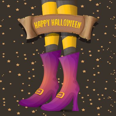 Cadılar Bayramı partisi poster cadı bacaklar ile vektör