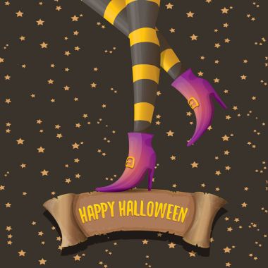 Cadılar Bayramı partisi poster cadı bacaklar ile vektör