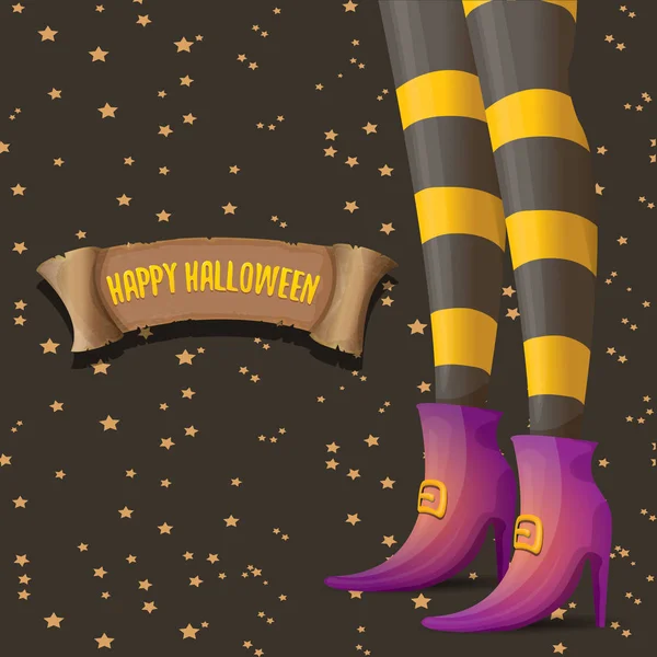 Cadılar Bayramı partisi poster cadı bacaklar ile vektör — Stok Vektör