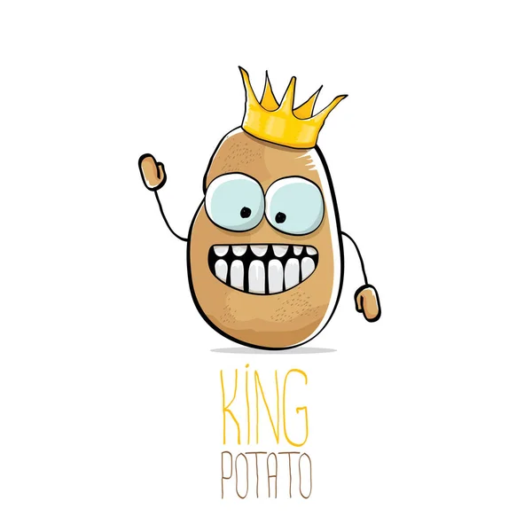 Vecteur drôle dessin animé cool mignon brun souriant roi pomme de terre — Image vectorielle