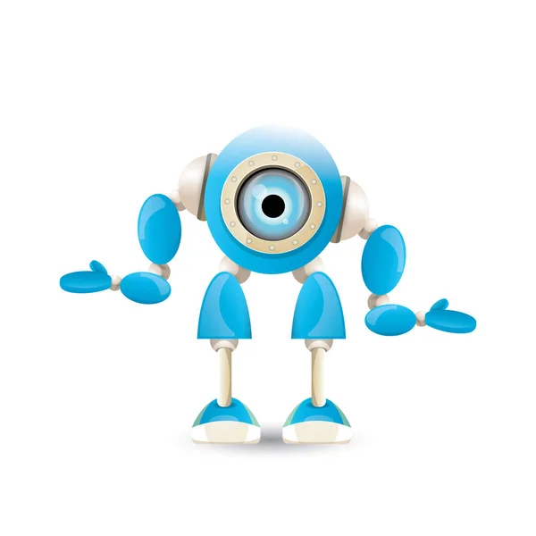 Vetor engraçado desenho animado azul personagem robô — Vetor de Stock