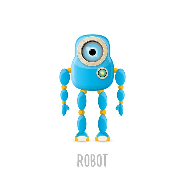Vector divertido personaje de dibujos animados robot azul — Vector de stock