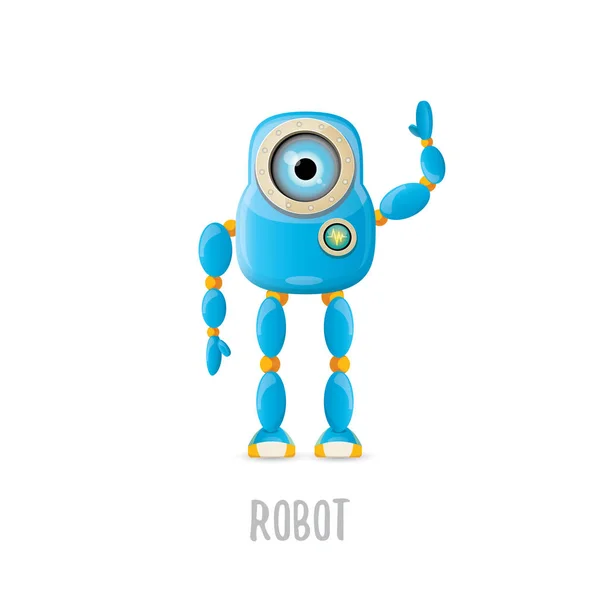 Vector divertido personaje de dibujos animados robot azul — Vector de stock