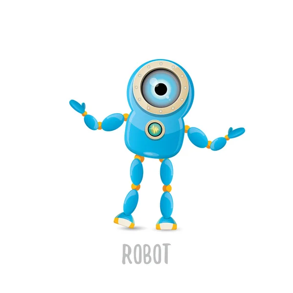 Векторный смешной мультяшный синий робот — стоковый вектор