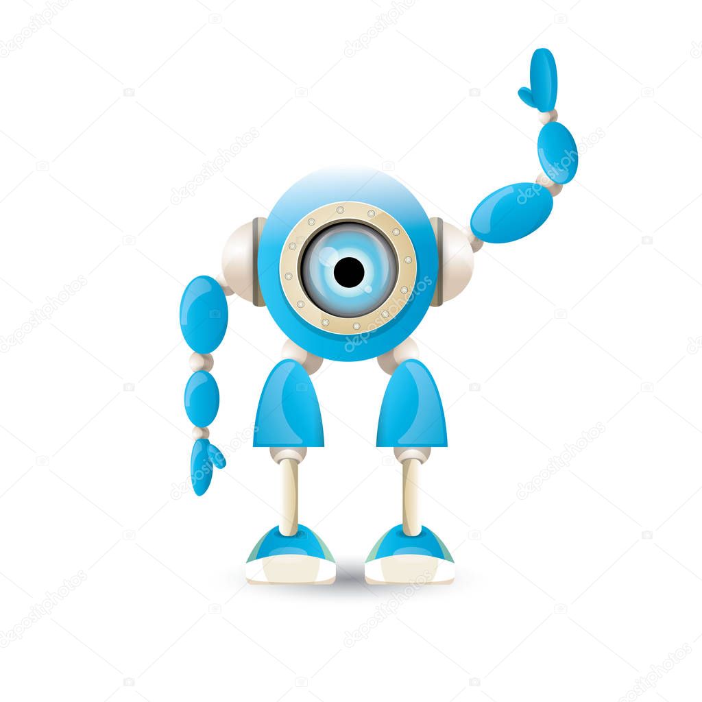 vector funny cartoon blue robot character