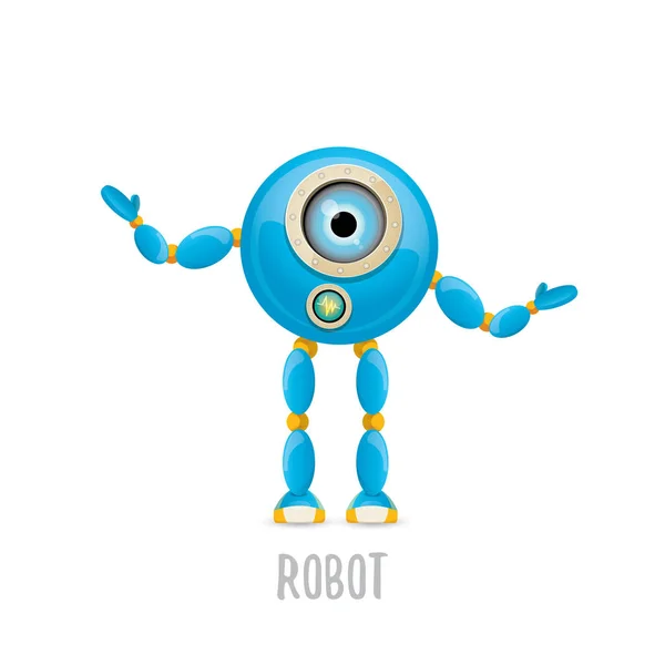 Vector funny cartoon blue robot character — Stock Vector