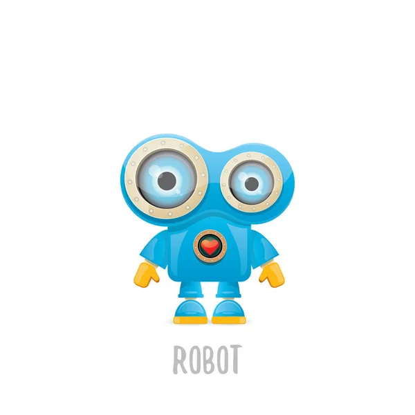 Vector funny cartoon blue robot character — Stock Vector