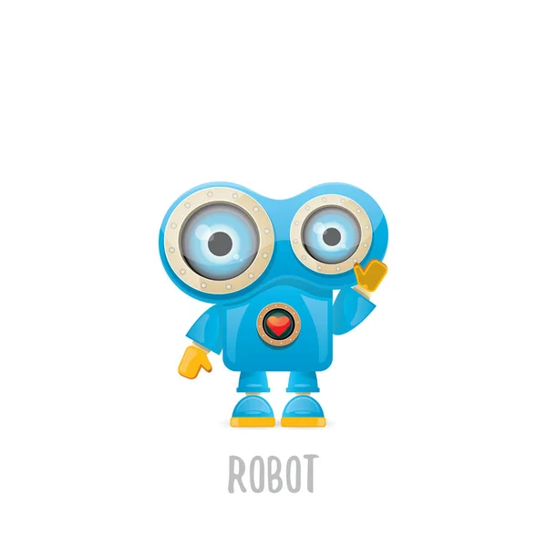 Vetor engraçado desenho animado azul personagem robô —  Vetores de Stock