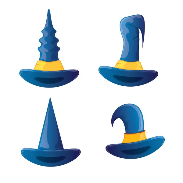 Vettore cartone animato lucido cappello strega blu isolato — Vettoriale Stock